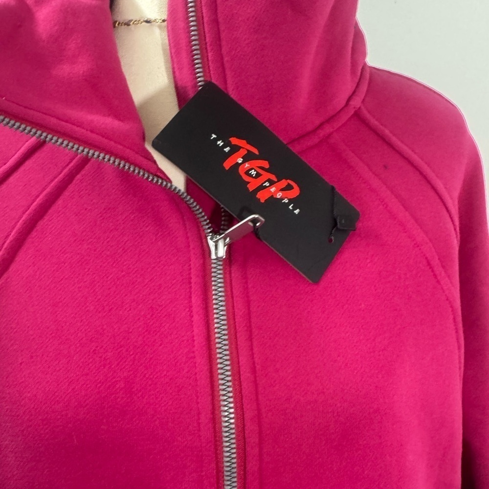 TGP Women's Pink Fleece Cropped Half Zip Lined Pullover Sweatshirt Athletic M - Picture 3 of 7